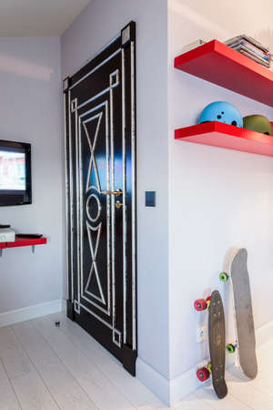 View of baroque door in modern interiorの写真素材