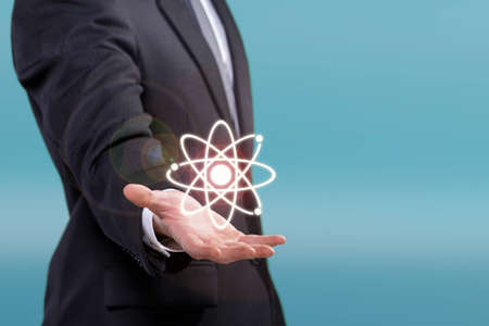 Horizontal view of businessman having special powerの写真素材