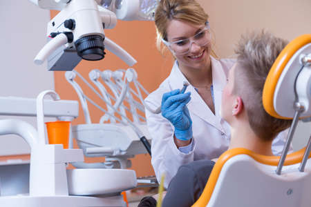 Young woman during visit in dental office