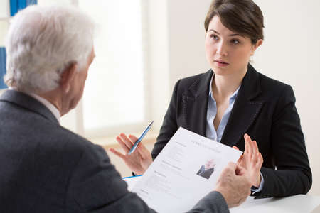 Elderly elegant man on his recruitment meeting