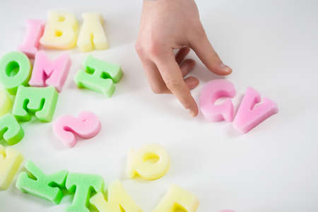 Close-up of plastic colorful initials of curriculum vitaeの写真素材