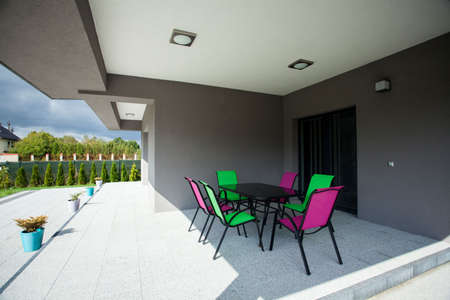 Photo of the luxury modern porch in the big houseの写真素材