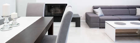 Panoramic view of designed modern living room