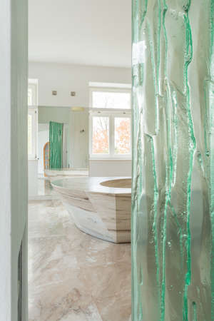 View of expensive interior with marble floorの写真素材