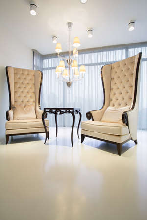 Close-up of designed chairs in retro styleの写真素材