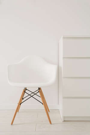 Close-up of white chair in modern designの写真素材