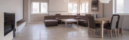Exclusive sitting room interior in beige designの写真素材