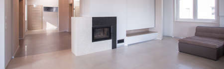 Panorama of luxury interior in modern houseの写真素材