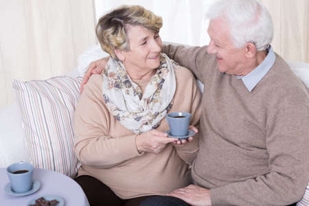 Happy elder marriage spending pleasant time togetherの写真素材