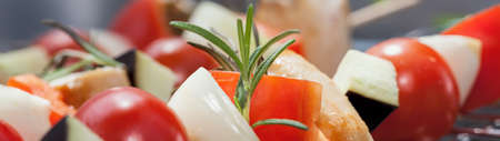 Closeup of a tasty vegetarian shashlikの写真素材