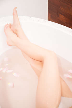 Long legs of sexy woman in bathの写真素材