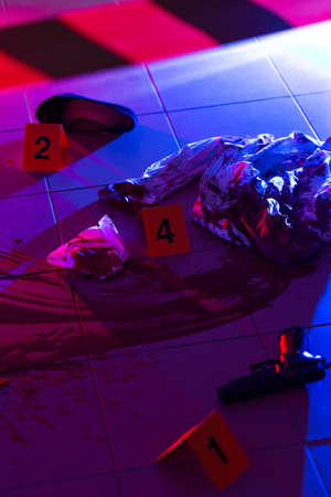 Collection of evidences on a crime sceneの写真素材