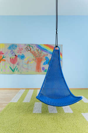 Close-up of indoor swing in child's roomの写真素材