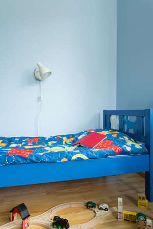 Close-up of cute blue bedroom for boyの写真素材
