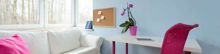 Modern cozy room for female student - panorama