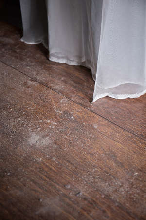 Close up of dirty floor in empty houseの写真素材