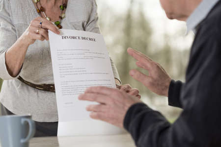 Elderly woman demanding divorce form her husband