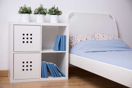 Close-up of white furniture in teen bedroomの写真素材