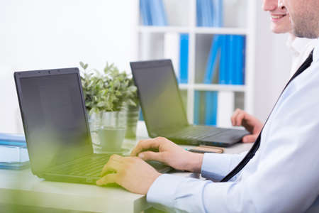 White collar workers typing on the keyboard