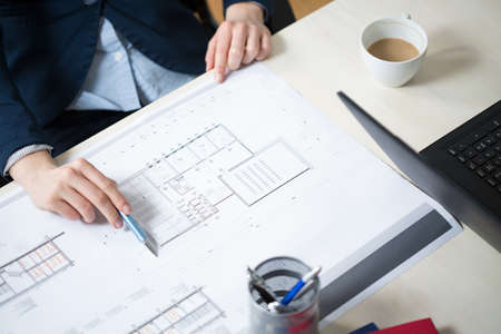 View of architect working in the office