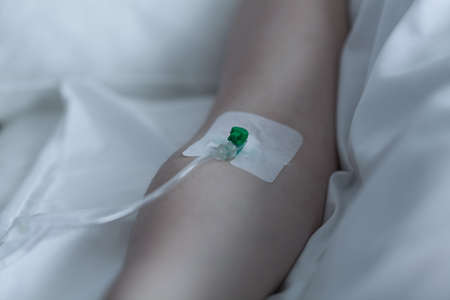 Horizontal view of patient during intravenous therapy