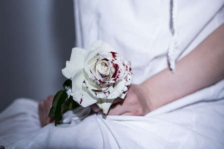 White bloody rose - metaphor of sexual assault