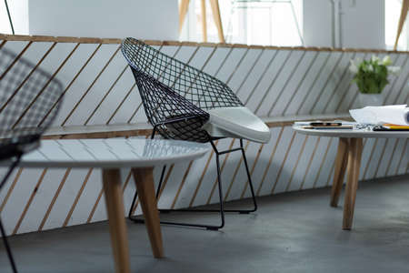 Designed chair and table  in modern restaurantの写真素材