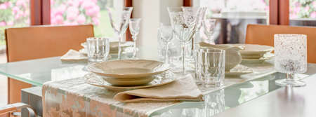 Beautiful and elegant china in the dining room