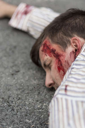 Victim of terrorist attack lying on the street