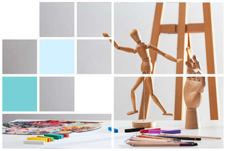 View of the collage of artist's studioの写真素材
