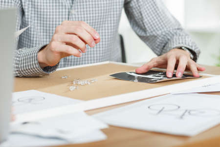 Close-up of creative projects on the tableの写真素材