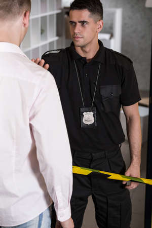 Image of policeman at the crime sceneの写真素材