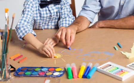 Close up of art equipment of young talented artistの写真素材