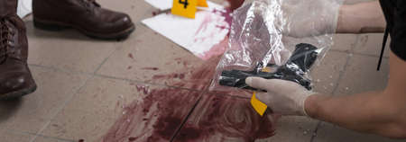 Panorama of preservation of crime scene and evidenceの写真素材