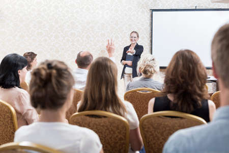 Image of people during professional training seminar for business workersの写真素材
