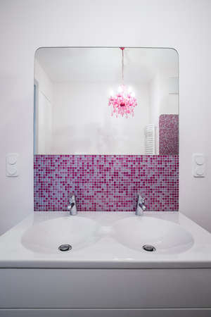 Interior of white and rose modern toiletの写真素材
