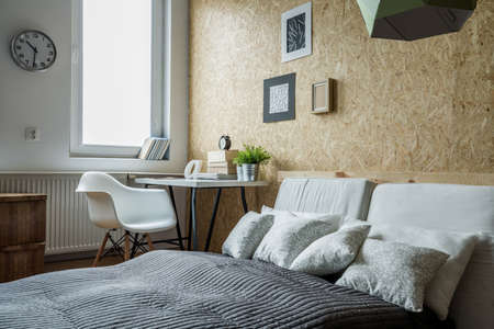 Space for studying and sleeping in student's roomの写真素材