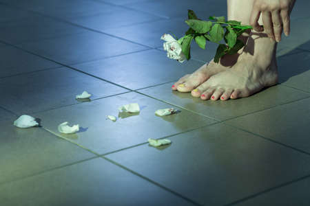 Photo of rape victim with suicidal ideationの写真素材