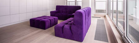 Panorama of cosy relaxing area in luxurious elegant villaの写真素材