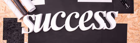 Word success is made from white letters in good orderの写真素材