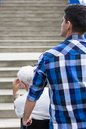 Stairs - architectonic barriers for elderly and disabled peopleの写真素材