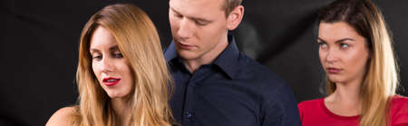 Womanizer seducing beautiful woman and cheated wife