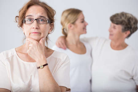 Worried mum having problems with teen daughterの写真素材