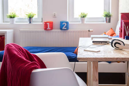Cozy stylish space for studying and sleepingの写真素材