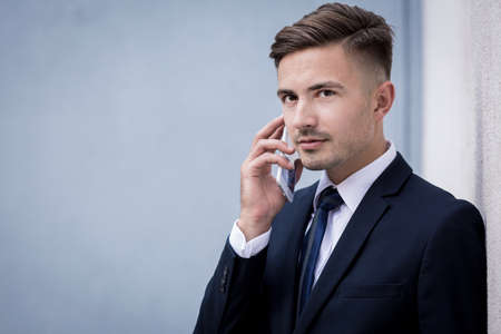 Worker of corporation talking on the phoneの写真素材