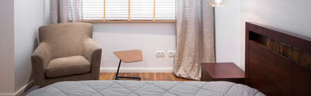 Cozy and comfortable corner in the bedroomの写真素材