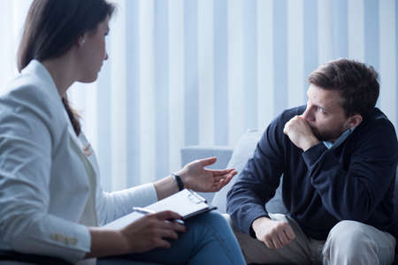 Horizontal view of psychotherapy for depression treatment