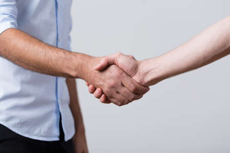 Horizontal view of business people shaking hands