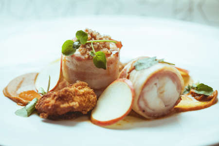 Closeup of delicious dish with Parma hamの写真素材