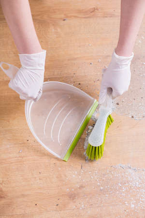 Close up of white plastic dustpan isolated